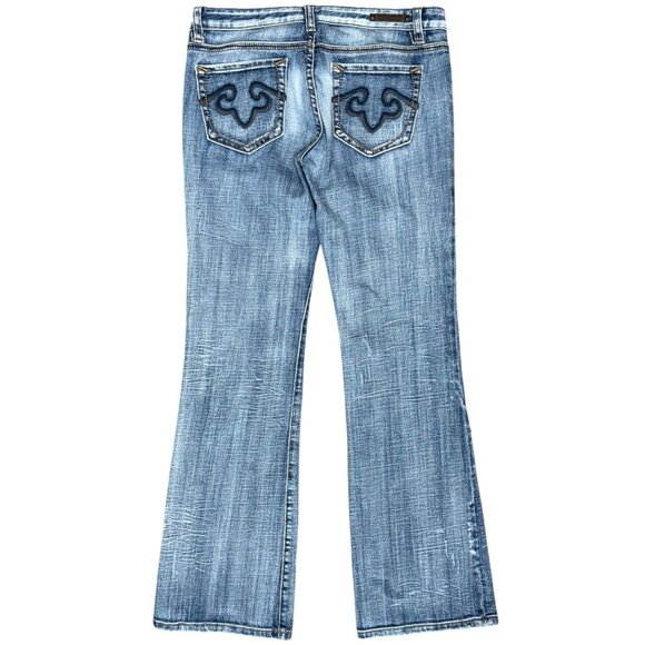 EUC Women's REROCK for EXPRESS Bootcut Low Rise Mid Wash Jeans | Size‎ 8R - Picture 3 of 11